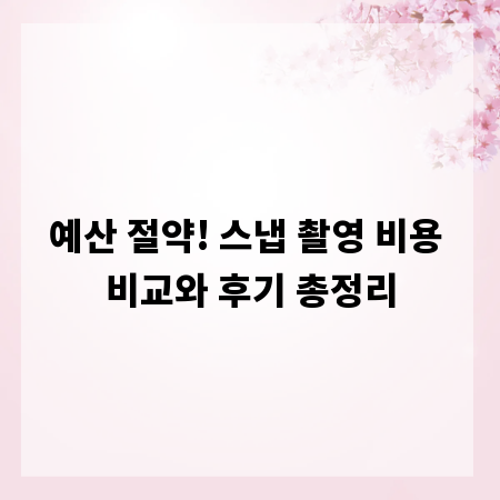 예산 절약! 스냅 촬영 비용 비교와 후기 총정리