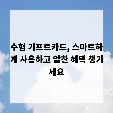 수협 기프트카드, 스마트하게 사용하고 알찬 혜택 챙기세요