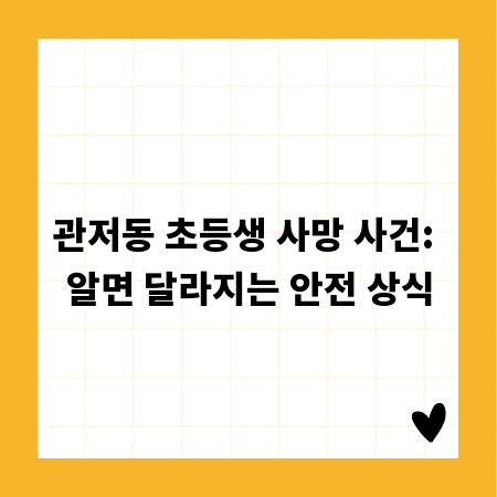 관저동 초등생 사망 사건: 알면 달라지는 안전 상식