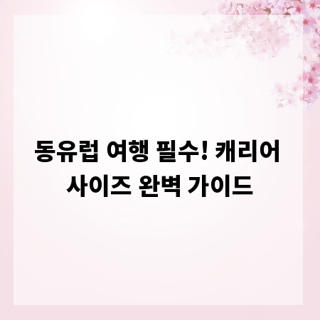 동유럽 여행 필수! 캐리어 사이즈 완벽 가이드