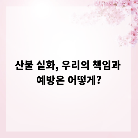 산불 실화, 우리의 책임과 예방은 어떻게?