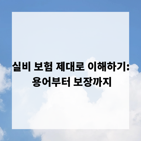 실비 보험 제대로 이해하기: 용어부터 보장까지
