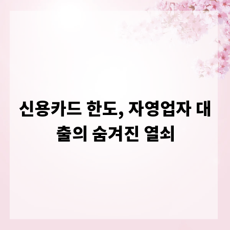 신용카드 한도, 자영업자 대출의 숨겨진 열쇠