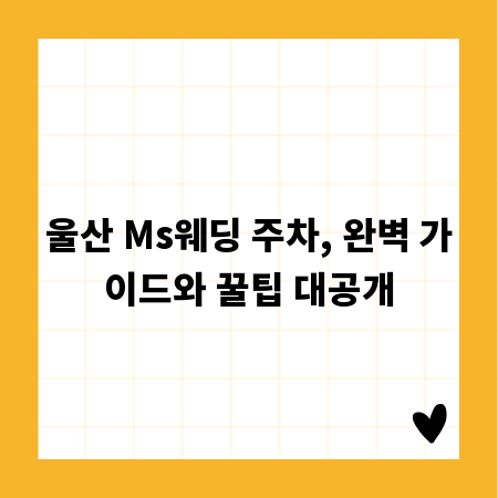 울산 Ms웨딩 주차, 완벽 가이드와 꿀팁 대공개