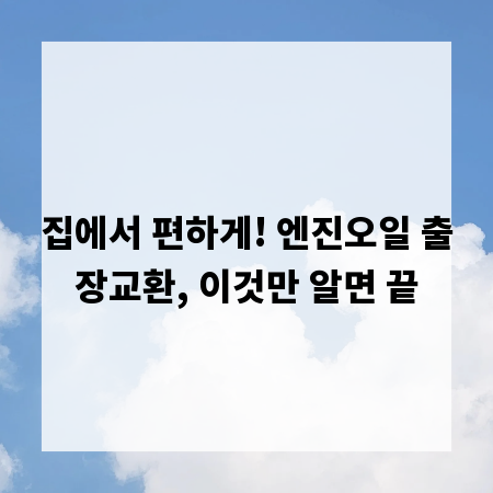 집에서 편하게! 엔진오일 출장교환, 이것만 알면 끝