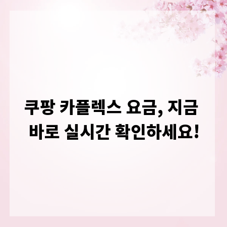 쿠팡 카플렉스 요금, 지금 바로 실시간 확인하세요!