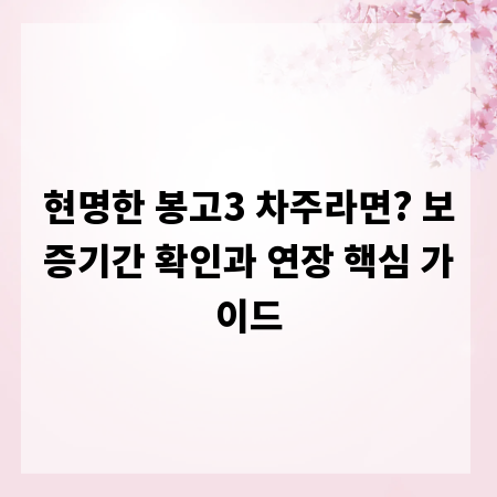 현명한 봉고3 차주라면? 보증기간 확인과 연장 핵심 가이드