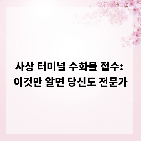 사상 터미널 수화물 접수: 이것만 알면 당신도 전문가