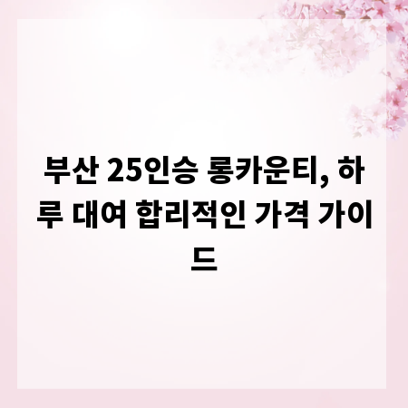 부산 25인승 롱카운티, 하루 대여 합리적인 가격 가이드