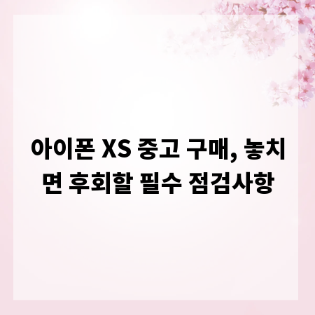 아이폰 XS 중고 구매, 놓치면 후회할 필수 점검사항