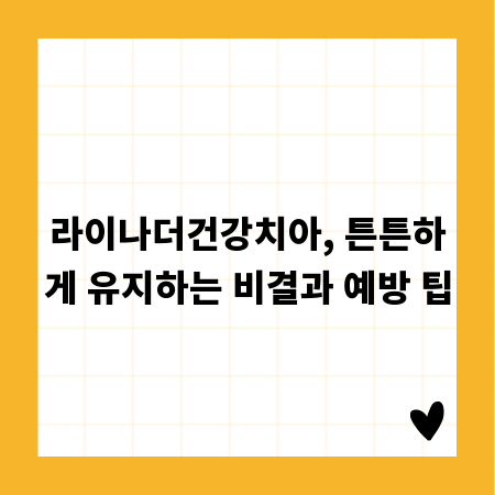 라이나더건강치아, 튼튼하게 유지하는 비결과 예방 팁
