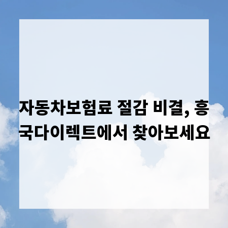 자동차보험료 절감 비결, 흥국다이렉트에서 찾아보세요