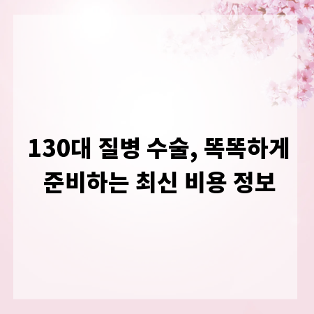 130대 질병 수술, 똑똑하게 준비하는 최신 비용 정보