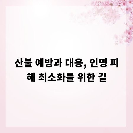 산불 예방과 대응, 인명 피해 최소화를 위한 길