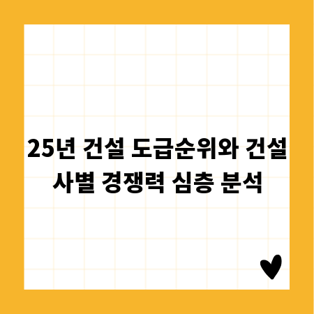 25년 건설 도급순위와 건설사별 경쟁력 심층 분석