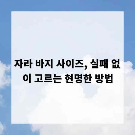 자라 바지 사이즈, 실패 없이 고르는 현명한 방법