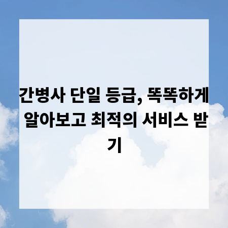 간병사 단일 등급, 똑똑하게 알아보고 최적의 서비스 받기