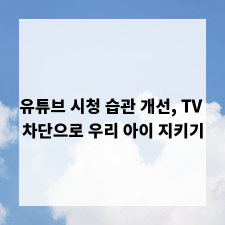 유튜브 시청 습관 개선, TV 차단으로 우리 아이 지키기