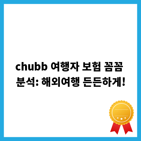 chubb 여행자 보험 꼼꼼 분석: 해외여행 든든하게!