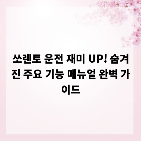 쏘렌토 운전 재미 UP! 숨겨진 주요 기능 메뉴얼 완벽 가이드