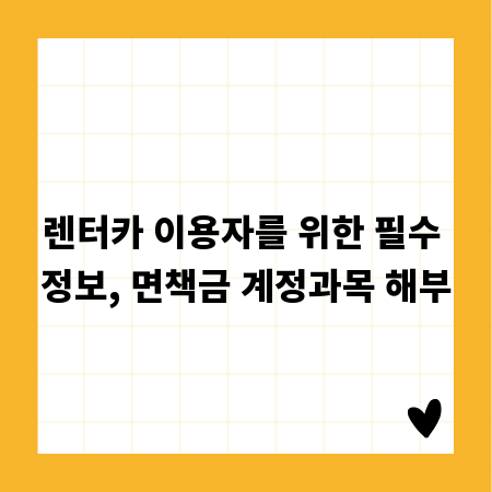 렌터카 이용자를 위한 필수 정보, 면책금 계정과목 해부