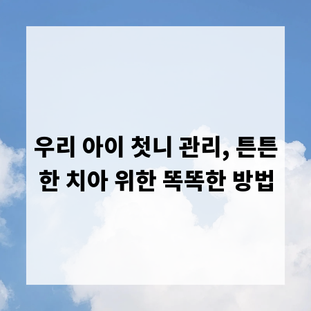 우리 아이 첫니 관리, 튼튼한 치아 위한 똑똑한 방법